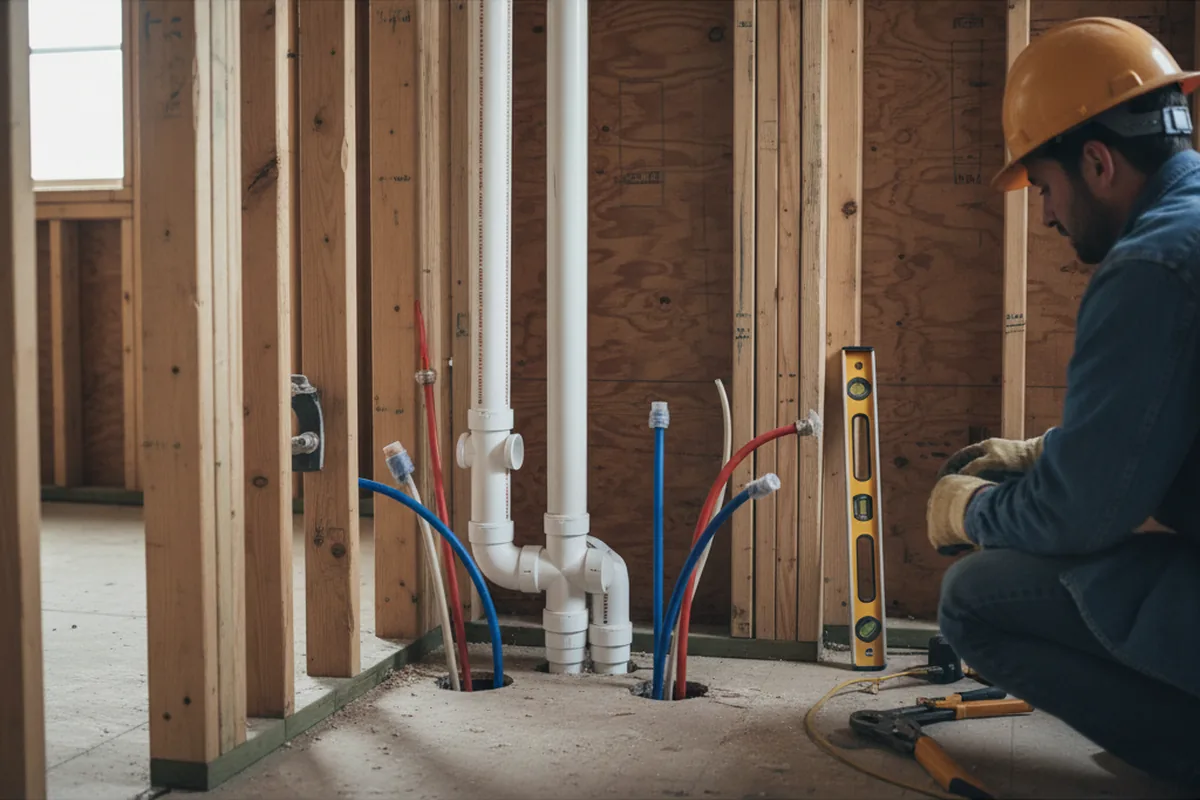 Drain and supply rough-in during Sump Pump Repair in El Dorado Hills