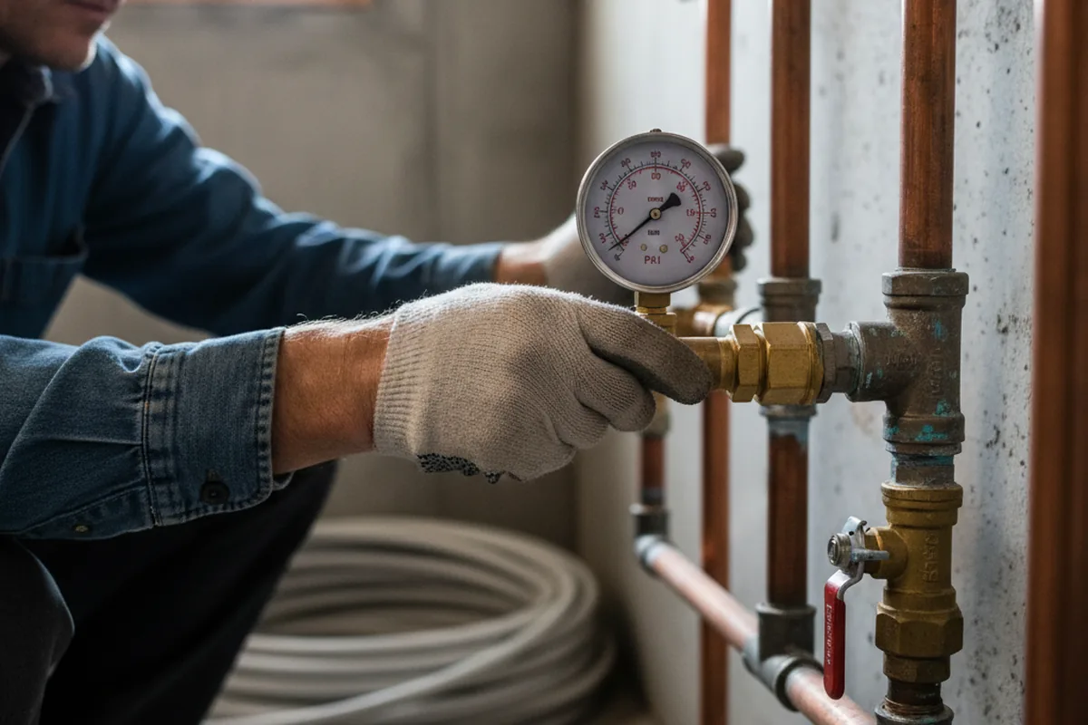 Pressure testing a repaired line during Water Line Repair in El Dorado Hills
